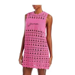 Ganni pink crochet cover up